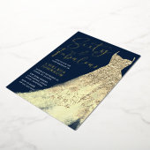 60と素晴らしい！スパークル金ゴールドドレス60誕生日 箔招待状 (回転した状態)