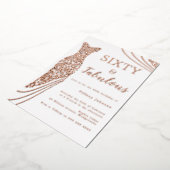 60と素晴らしい！バラ金ゴールドドレス60誕生日 箔招待状 (回転した状態)
