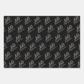 60と素晴らエレガントしいブラック60誕生日 ラッピングペーパーシート (正面2)