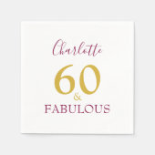 60と素晴エレガントらしい60誕生日 スタンダードカクテルナプキン (正面)
