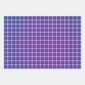 60のはっきりしたレトロプリントホットピンクティール（緑がかった色）ブルー ラッピングペーパーシート (正面3)