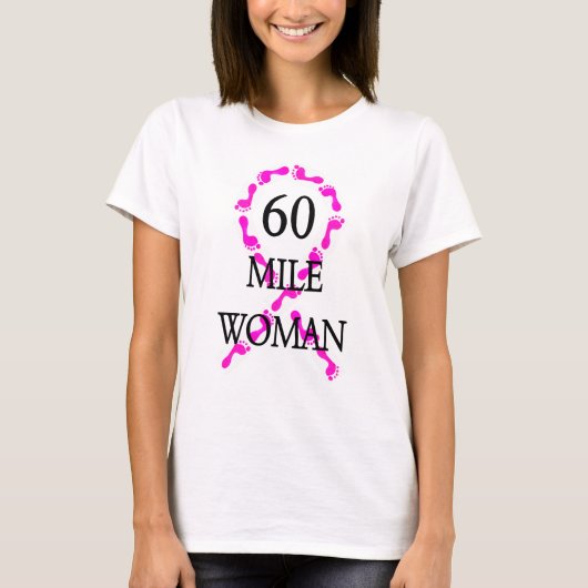 60のマイルの女性の足のリボン Tシャツ (正面)