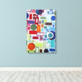 60のレトロディスコのカラーチャートのコラージュ抽象芸術 キャンバスプリント (インサイチュ (ウッドフロア))
