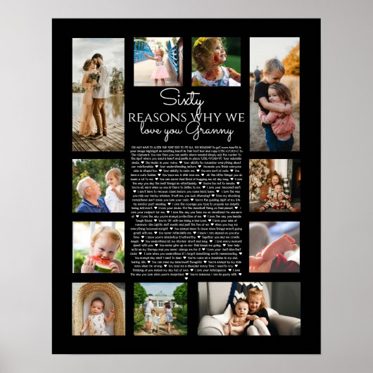 60の愛する理由を綴ったヴィンテージ写真モンテージ ポスター (正面)