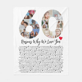 60の理由60th誕生日コラージュ フリースブランケット