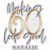 60の良い外観を作る60歳の誕生日タイポグラフィ金ゴールド シール (正面)