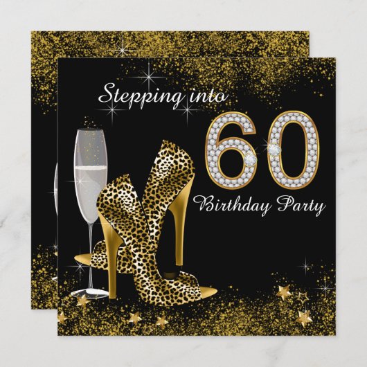 60の誕生日パーティーへの参加 招待状 (正面/裏面)