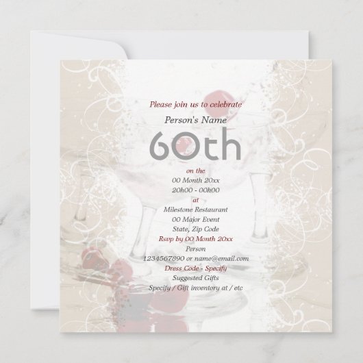 60の誕生祝いのパーティーの専攻学生はカスタマイズ 招待状 (裏面)