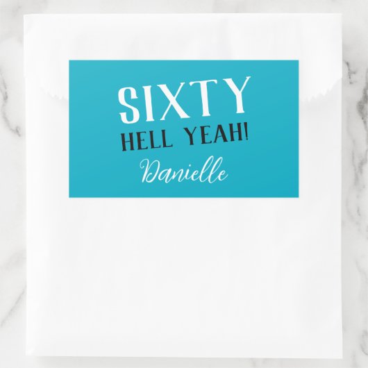 60はいっ!ターコイズおもしろい60誕生日 長方形シール (バッグ)