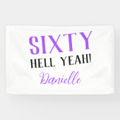 60はいっ!紫パーソナライズされた60誕生日 横断幕 (横)