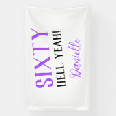 60はいっ!紫パーソナライズされた60誕生日 横断幕 (縦)