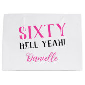 60はいっ!60おもしろいパーソナライズされた誕生日 ラージペーパーバッグ (正面)
