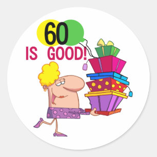60はよい誕生日のTシャツおよびギフトです ラウンドシール
