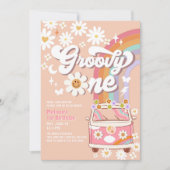 60はヴィベピンクデイジーレインボー60誕生日 招待状 (正面)