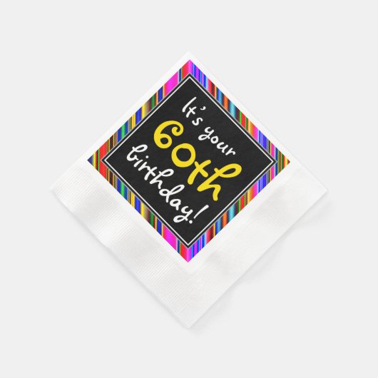 60よくはしゃぐ誕生日紙ナプキンス 縁ありカクテルナプキン (角)