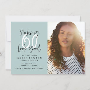 60を良い写真の誕生日の招待状に見せる