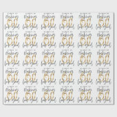 60を良い誕生日ギフトラップに見える金ゴールド ラッピングペーパー (フラット)