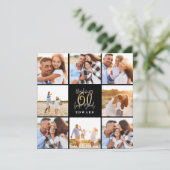 60を良い金ゴールド黒い写真の誕生日 シーズンカード (スタンド正面)