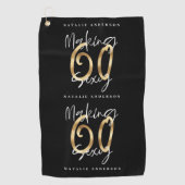 60を良く見える金ゴールド誕生祝いバス ゴルフタオル (正面)