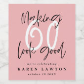 60を良く見せるカラフル誕生祝い ワインラベル (シングルラベル)