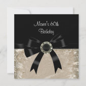 60アンティーク紙ブラックダイヤモンドジュエルボウ 招待状 (正面)