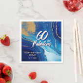 60アンドファブルーズマーブルグリッター誕生日 スタンダードカクテルナプキン (インサイチュ)