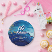 60アンドファブルーズマーブルグリッター誕生日 ペーパープレート (パーティー)