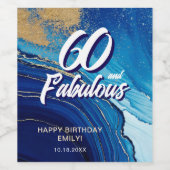 60アンドファブルーズマーブルグリッター誕生日 ワインラベル (シングルラベル)