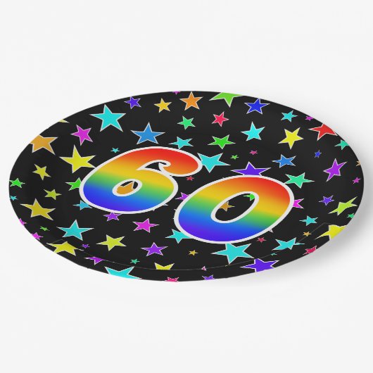 60イベントはっきりした:,おもしろい, カラフル Rainbow 60 ペーパープレート (アングル)