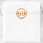 60イン金ゴールド- 60th Birthday Partyスタンプ ラウンドシール (バッグ)