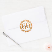 60イン金ゴールド- 60th Birthday Partyスタンプ ラウンドシール (封筒)