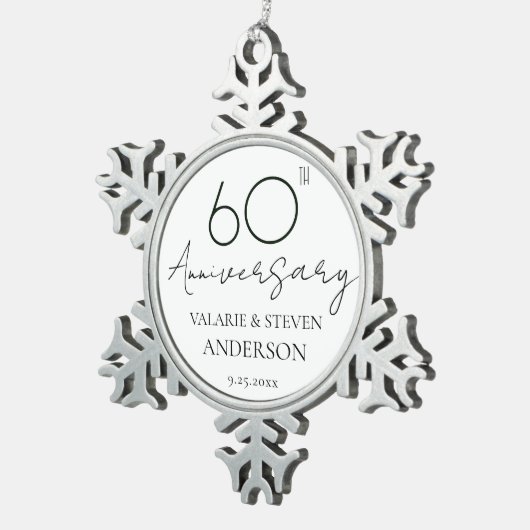 60エレガントミニマル周年の雪結婚片 スノーフレークピューターオーナメント (右)