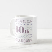 60エレガント周年紫結婚色 コーヒーマグカップ (正面左)
