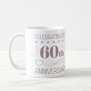 60エレガント周年紫結婚色 コーヒーマグカップ