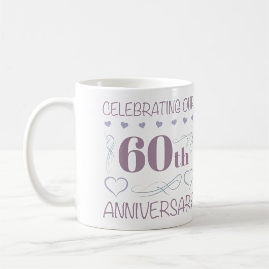 60エレガント周年紫結婚色 コーヒーマグカップ (左)