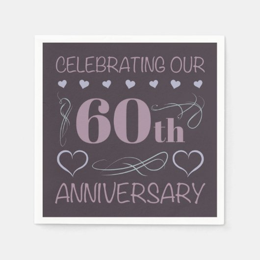 60エレガント周年紫結婚色 スタンダードカクテルナプキン (正面)