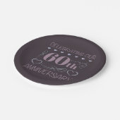 60エレガント周年紫結婚色 ペーパープレート (アングル)