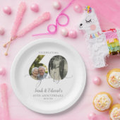 60エレガント周年結婚写真2 ペーパープレート (パーティー)