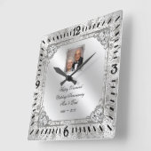 60エレガント周年記念結婚写真時計 スクエア壁時計 (傾斜)