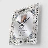 60エレガント周年記念結婚写真時計 スクエア壁時計 (傾斜)