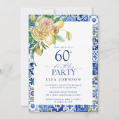 60エレガント地中海のthバースデーパーティーレモン 招待状 (正面)