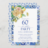 60エレガント地中海のthバースデーパーティーレモン 招待状 (正面/裏面)