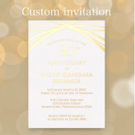 60エレガント年結婚3月パーティー金ゴールド 箔招待状