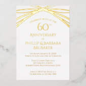 60エレガント年結婚3月パーティー金ゴールド 箔招待状 (正面)