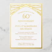 60エレガント年結婚3月パーティー金ゴールド 箔招待状 (正面)