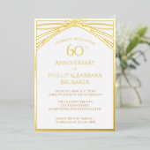 60エレガント年結婚3月パーティー金ゴールド 箔招待状 (立ち正面)