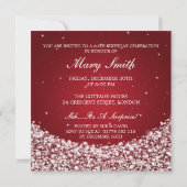 60エレガント歳の誕生パーティーのスター・スパークル・レッド 招待状 (裏面)