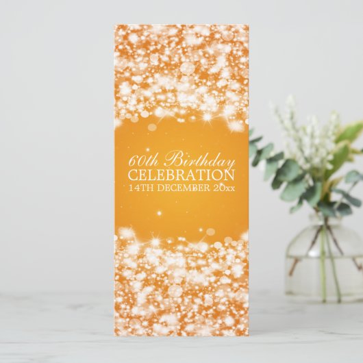 60エレガント歳の誕生パーティー、スター・スパークルオレンジ 招待状 (スタンド正面)