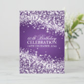 60エレガント歳の誕生日パーティーきらめくウェーブパープル 招待状 (スタンド正面)