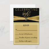 60エレガント番目のバースデーパーティ招待状RSVPカード 出欠カード (正面/裏面)